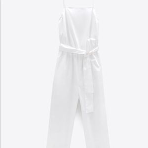 Zara white belted jumpsuit NWT